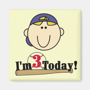 Blonde Boy Baseball 3rd Birthday Magnet