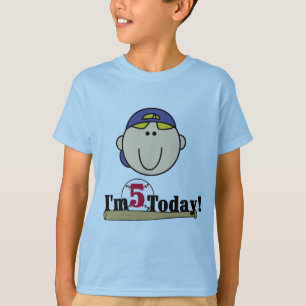 Blonde Boy Baseball 5th Birthday T-Shirt