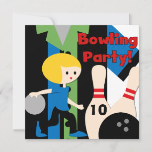 Blonde Boy Bowling Party Invitations