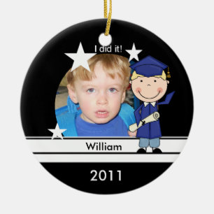 Blonde Boy Graduate Customised Photo Keepsake Ceramic Tree Decoration
