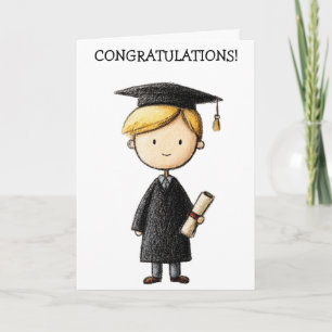 Blonde Boy Graduation Card-Folded Card