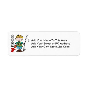 Blonde Boy I Love Fishing Return Address Label