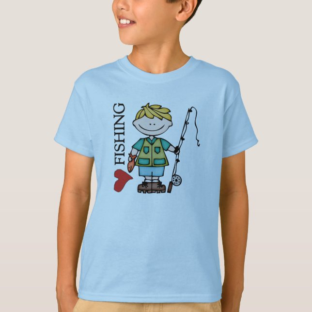 Blonde Boy I Love Fishing T-Shirt (Front)