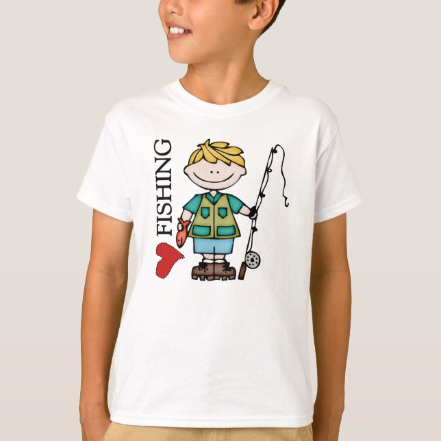 Blonde Boy I Love Fishing T-Shirt (Front)