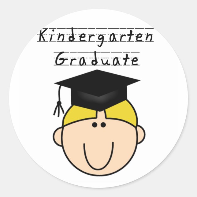Blonde Boy Kindergarten Graduate Tshirts Classic Round Sticker (Front)