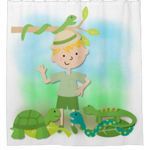 Blonde Boy on Reptile Safari Hike Shower Curtain