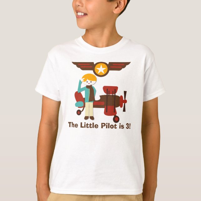 Blonde Boy Pilot Birthday Custom T-shirt (Front)