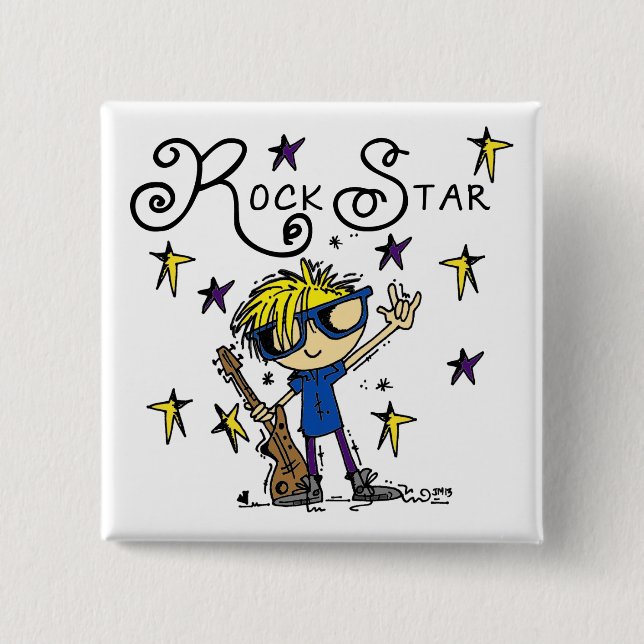 Blonde Boy Rock Star 15 Cm Square Badge (Front)