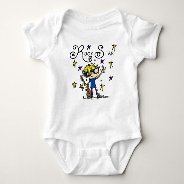 Blonde Boy Rock Star Baby Bodysuit (Front)