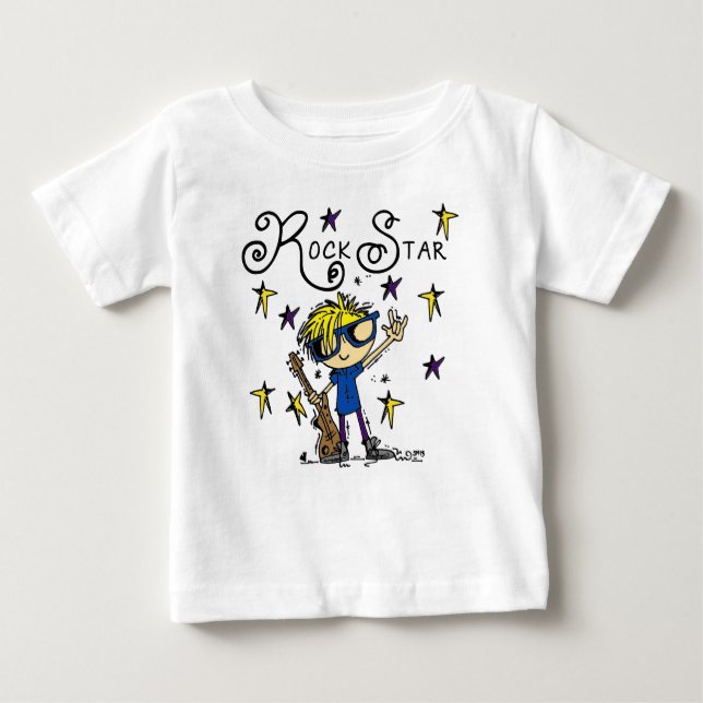 Blonde Boy Rock Star Baby T-Shirt (Front)