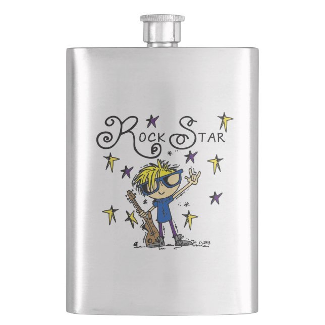 Blonde Boy Rock Star Hip Flask (Front)