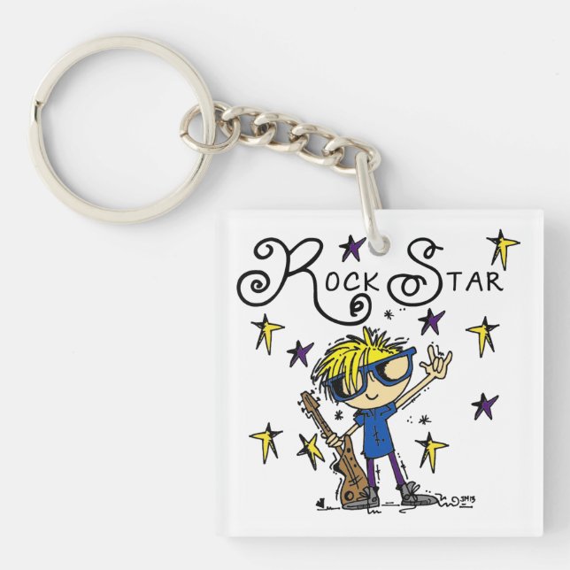 Blonde Boy Rock Star Key Ring (Front)