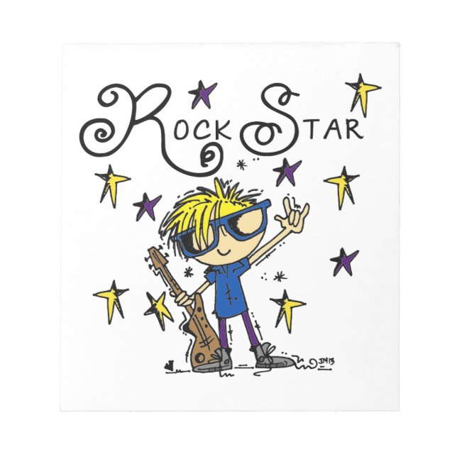 Blonde Boy Rock Star Notepad (Front)