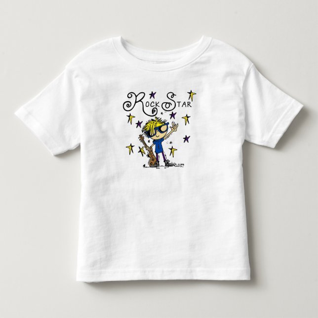 Blonde Boy Rock Star Toddler T-Shirt (Front)