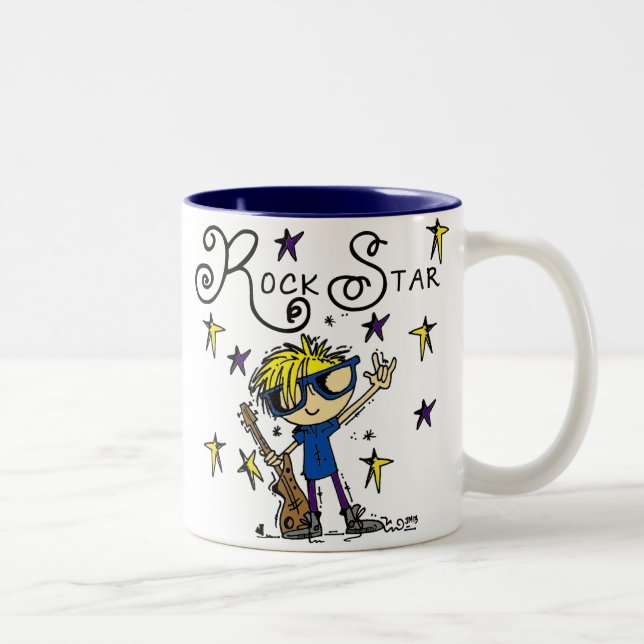 Blonde Boy Rock Star Two-Tone Coffee Mug (Right)