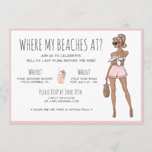 Blonde Bride Bachelorette Beach Party Weekend Invitation