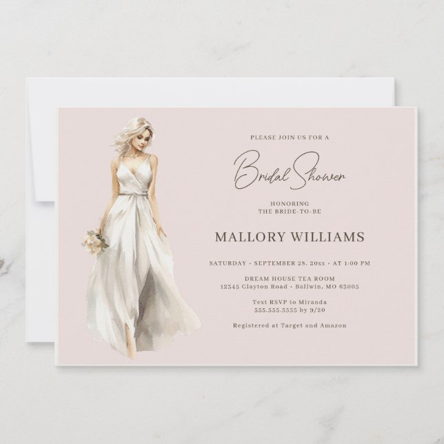 Blonde Bride Bridal Gown Shower Invitation (Front)