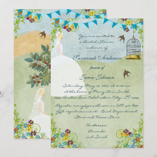 Blonde Bride Garden Bridal Shower Invitations