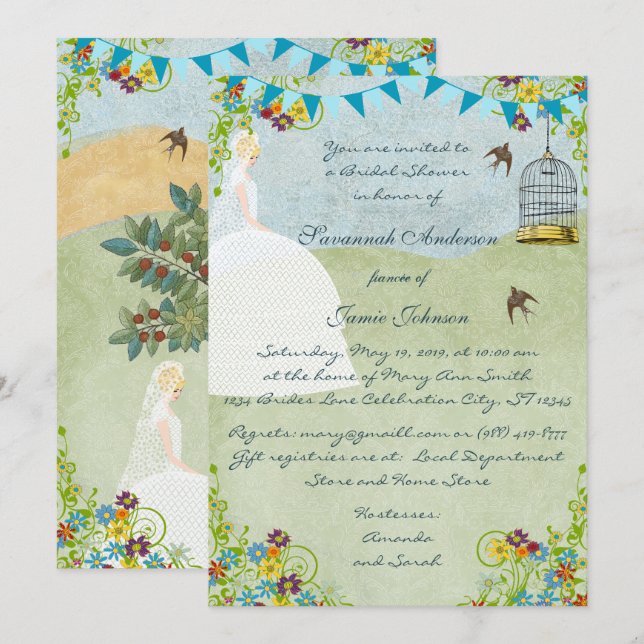 Blonde Bride Garden Bridal Shower Invitations (Front/Back)