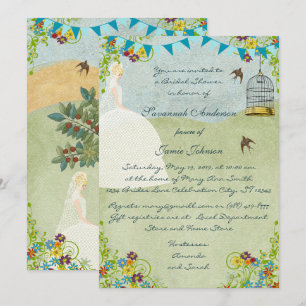 Blonde Bride Garden Bridal Shower Invitations