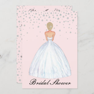 Blonde Bride Illustration Diamond Bridal Shower Invitation