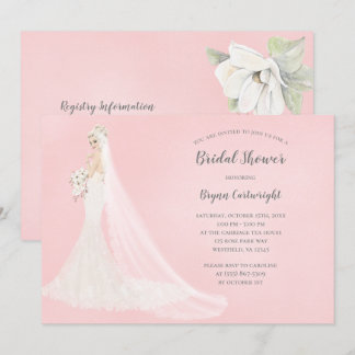 Blonde Bride in Lace Gown Elegant Bridal Shower Invitation