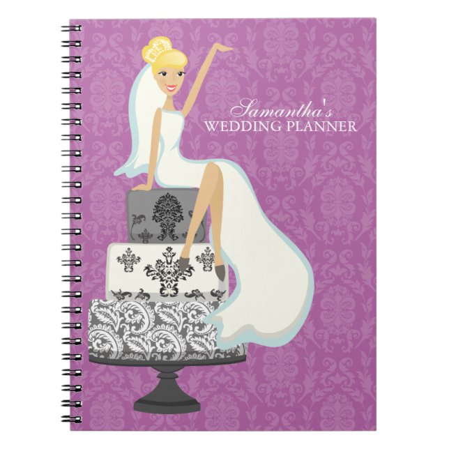 Blonde Bride on Wedding Cake {orchid} Notebook (Front)