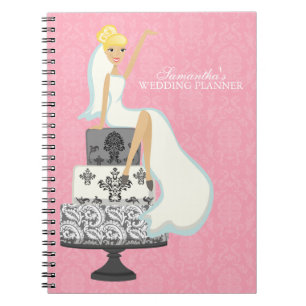 Blonde Bride on Wedding Cake {pink} Notebook