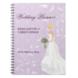 Blonde Bride Purple Wedding Planner Notebook