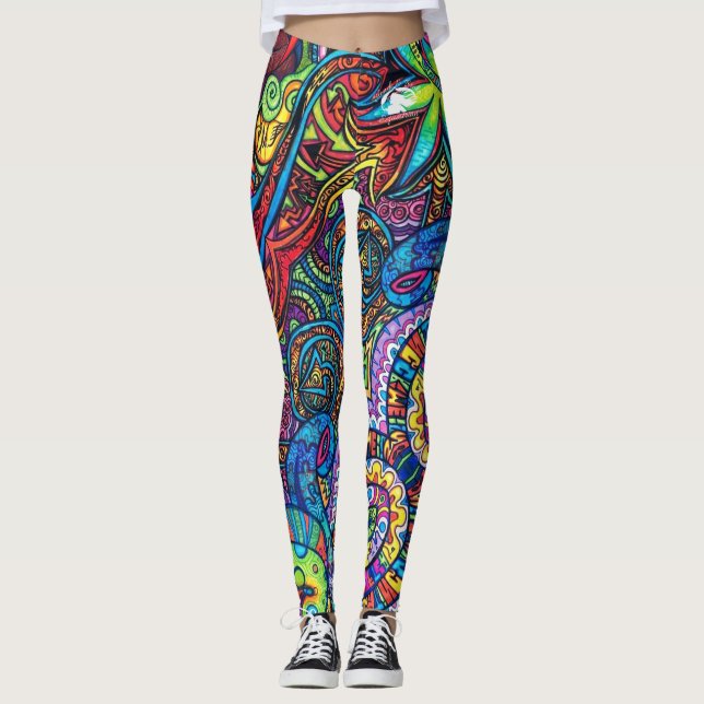 Blonde & Broke - Patterned Leggings - White Logo (Front)