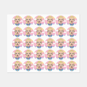 Blonde Cartoon Girl School Student Pink Girly