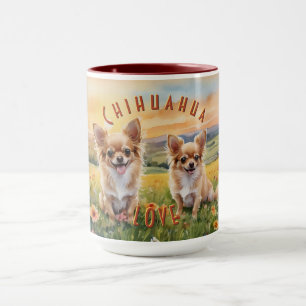 Blonde Chihuahua and Pup Farm Sunrise Mug