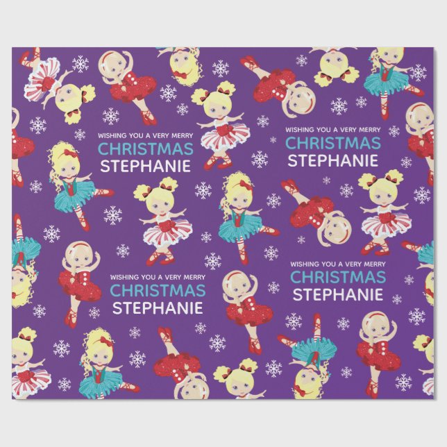 Blonde Christmas Ballerina Wrapping Paper (Flat)