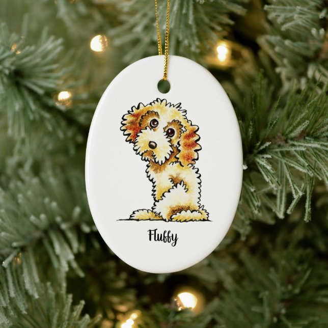 Blonde Cocker Spaniel Poodle Mix Personalised Ceramic Ornament (Tree)