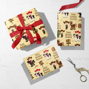 Blonde Cowboy Personalised Wrapping Paper Sheet