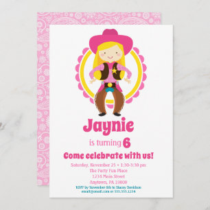 Blonde Cowgirl Birthday Party Invitation