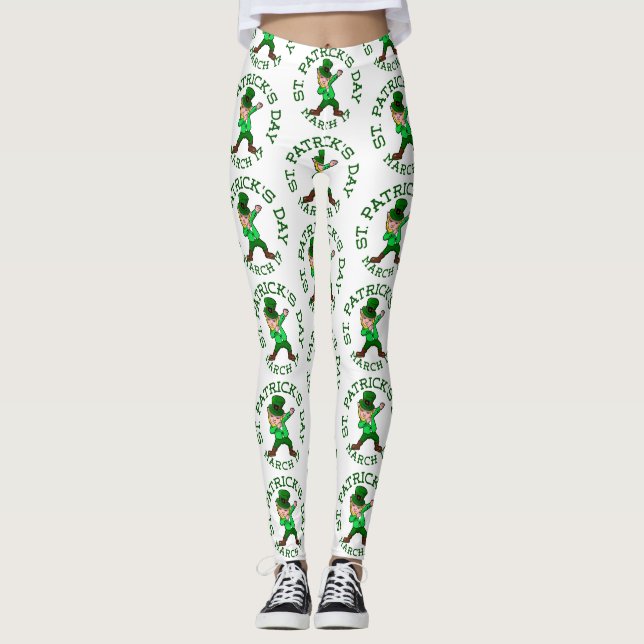 blonde dabbing leprechaun leggings (Front)