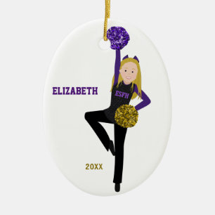 Blonde DanceLine In Black & Purple Ceramic Ornamen Ceramic Ornament