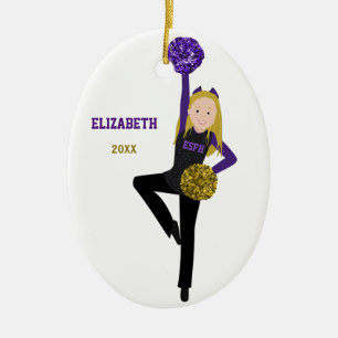 Blonde DanceLine In Black & Purple Ceramic Ornamen Ornament