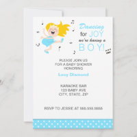 Blonde Dancing for joy blue modern boy baby shower
