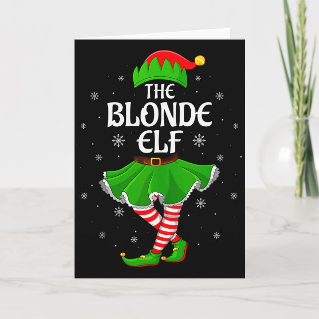 Blonde Elf Christmas Family Girls Women Elf Squad  Card (Front)