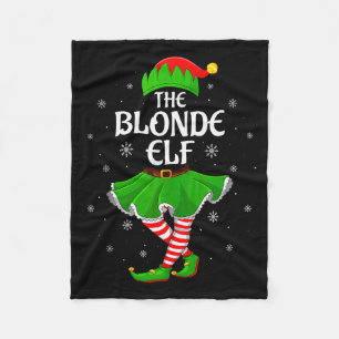 Blonde Elf Christmas Family Girls Women Elf Squad  Fleece Blanket