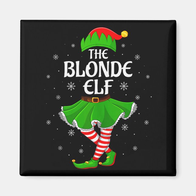 Blonde Elf Christmas Family Girls Women Elf Squad  Magnet (Front)
