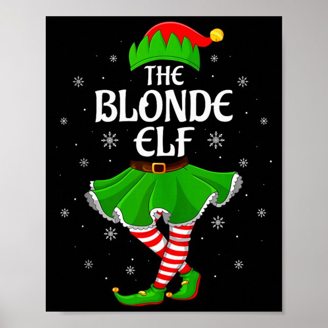 Blonde Elf Christmas Family Girls Women Elf Squad  Poster (Front)