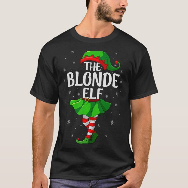 Blonde Elf Christmas Girls Women Elf Squad Xmas Fa T-Shirt (Front)