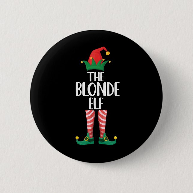 Blonde Elf Matching Family Christmas Party Elf 6 Cm Round Badge (Front)