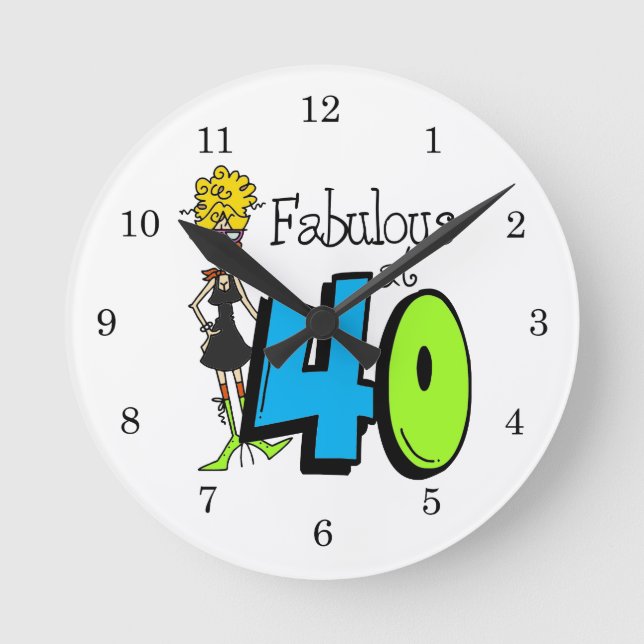Blonde Fabulous at 40 Birthday Round Clock (Front)