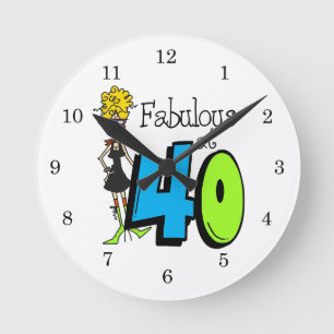 Blonde Fabulous at 40 Birthday Round Clock