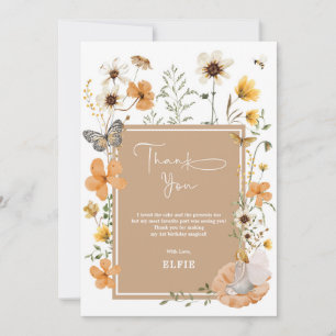 Blonde Fairy Boho Wildflower Garden Girl Birthday Thank You Card