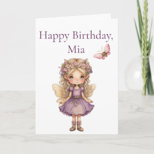 Blonde Fairy Butterfly Girls Birthday Card
